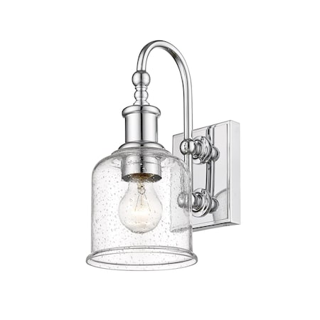 Bryant 1 Light Wall Sconce, Chrome And Clear Seedy